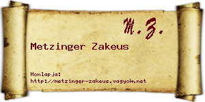 Metzinger Zakeus névjegykártya